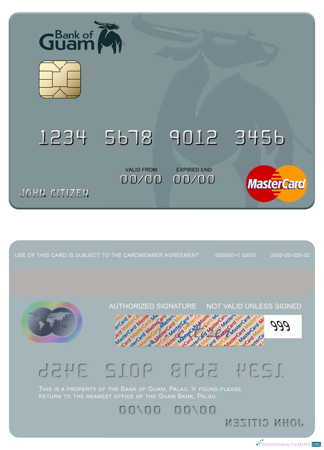Download Palau Bank of Guam mastercard Photoshop template